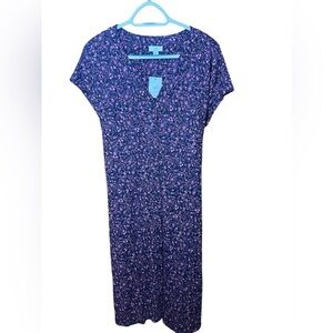 J. Jill Versatile V-Neck Dress A-Line Button Front Paisley Navy Pink Midi Tie MP